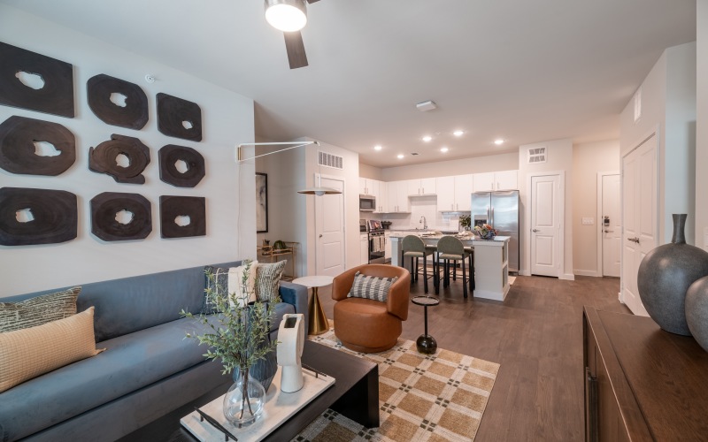 Living room with open kitchen 